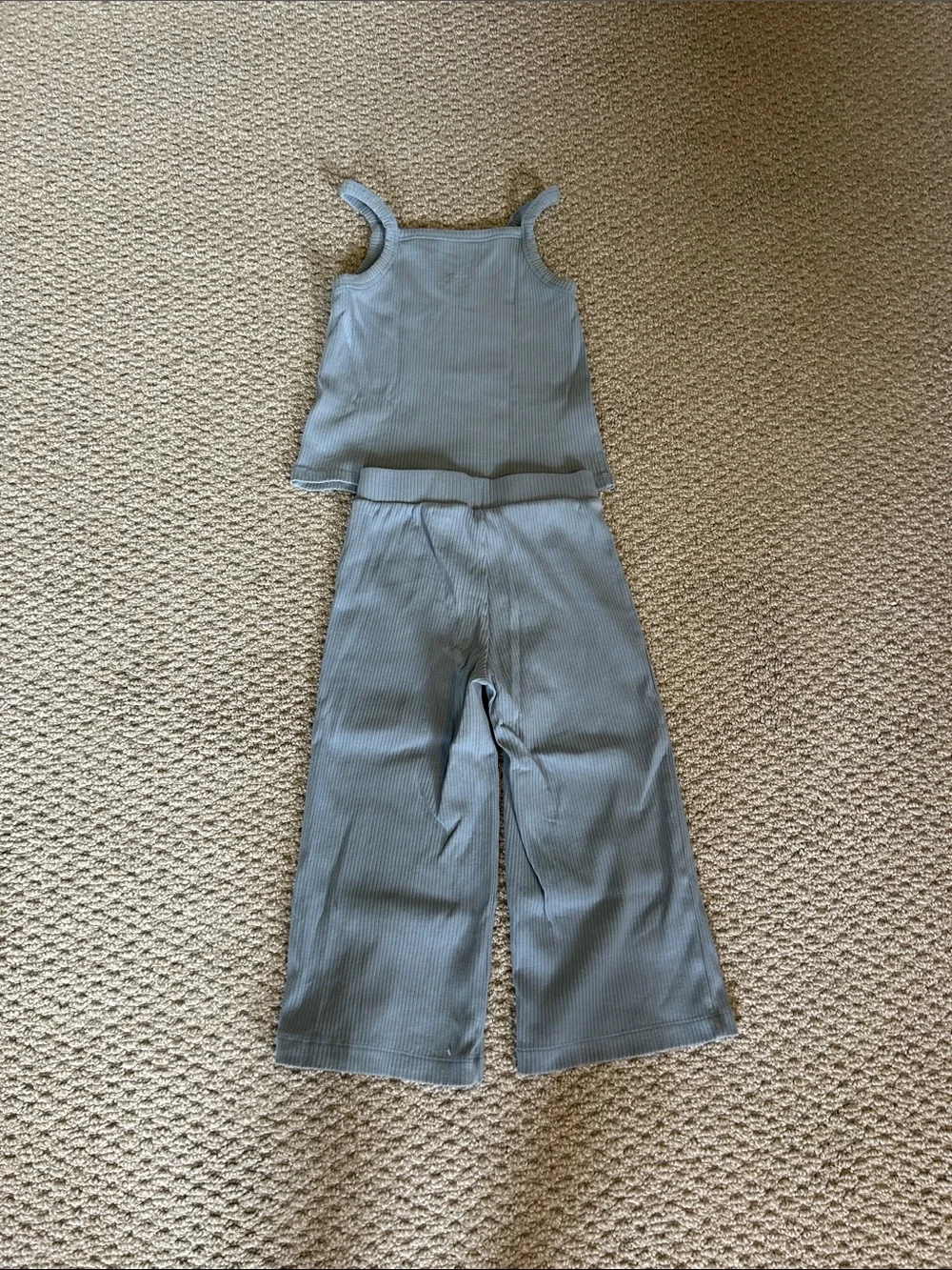 Kids Blue Ribbed Tank & Wide-Leg Matching Set - Picture 6 of 6